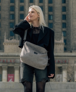 MIDBAG Listonoszka z szarego, wodoodpornego nubuku