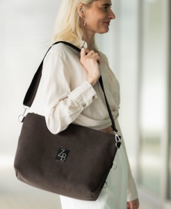 MIDBAG Listonoszka z czekoladowego, wodoodpornego nubuku